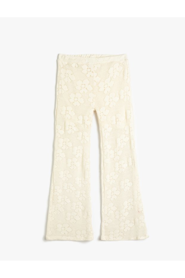 Spanish Leg Crochet Leggings Pants Half Lined Elastic Waist