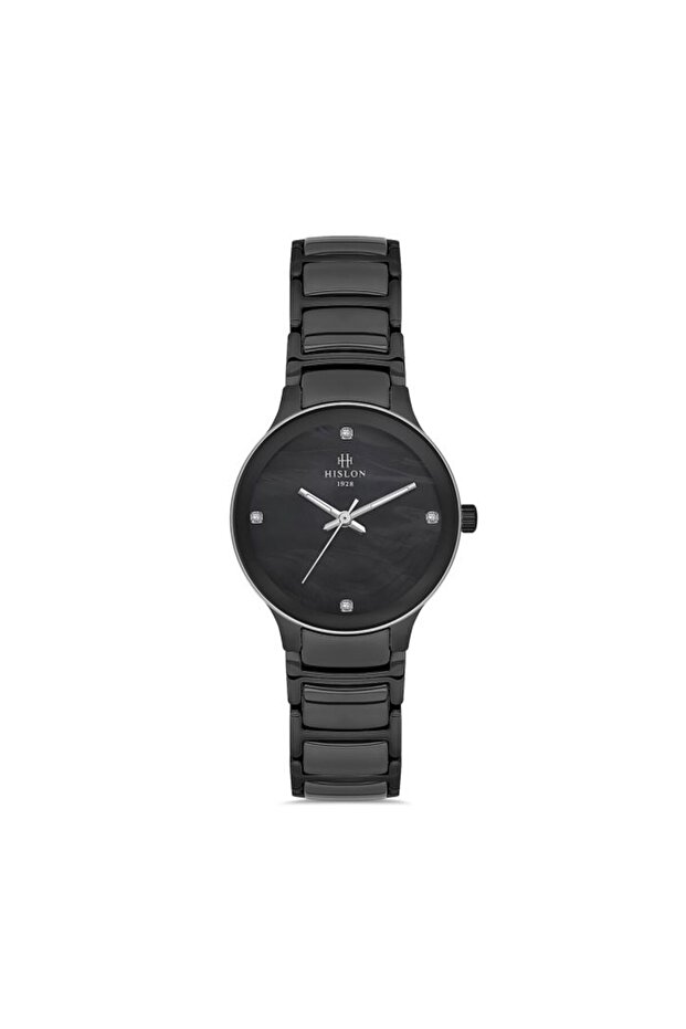Ql110B-04Sb Real Diamond Embedded Sapphire Glass 5 Atm Water Resistant Black Color Women's Wristwatch