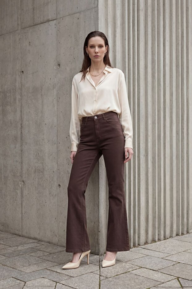 My Fashion High Waist Flared D Denim Pants
