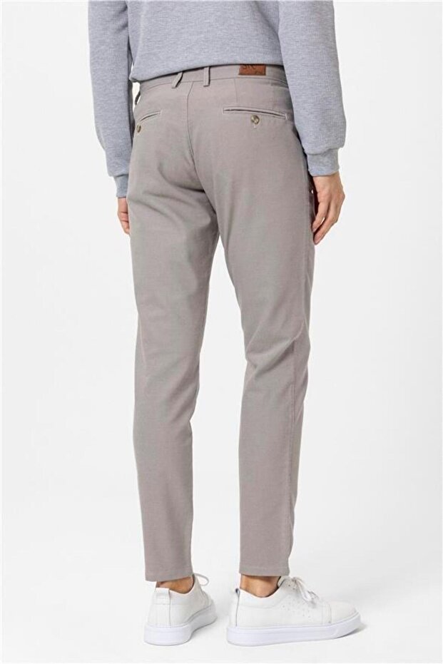 Bej Slim Armürlü Pantolon - 5