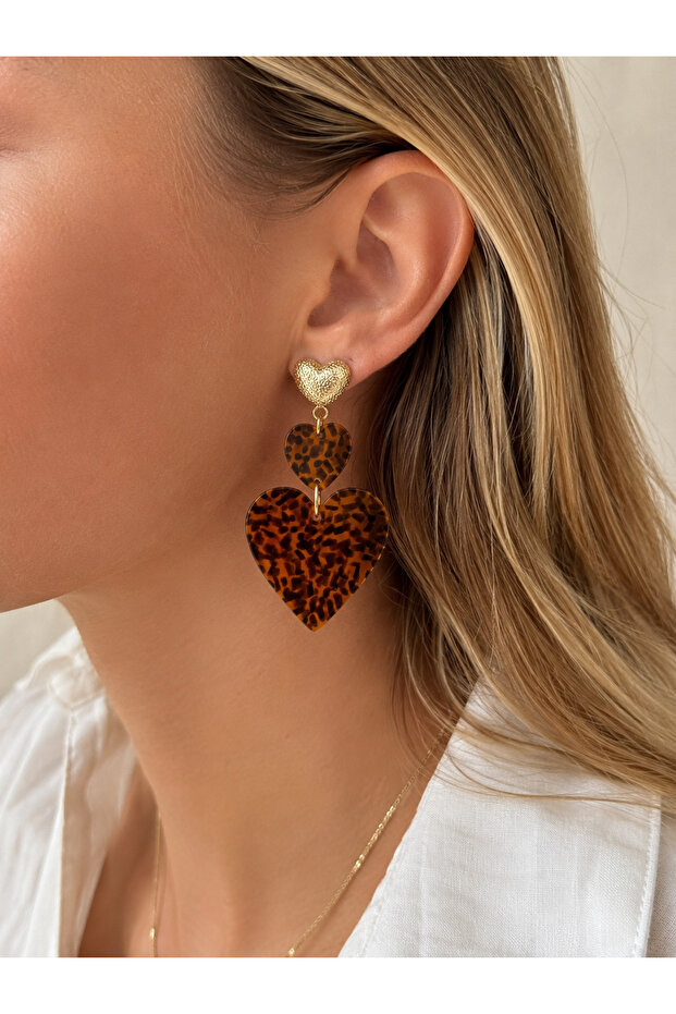 Heart Leopard Earrings | Evening Dress Earrings | Large Size Dangle Earrings