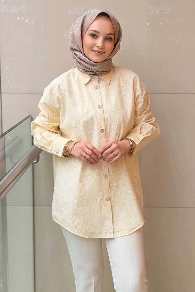Lace Striped Front Shirt
