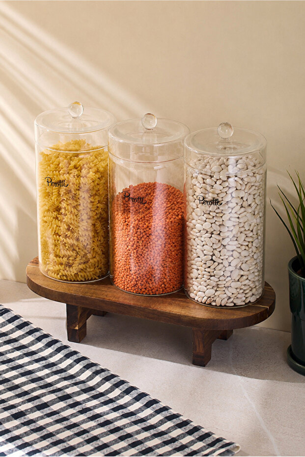 Gaby 1200 ml 3-Piece Borosilicate Glass Jar 10X20 cm