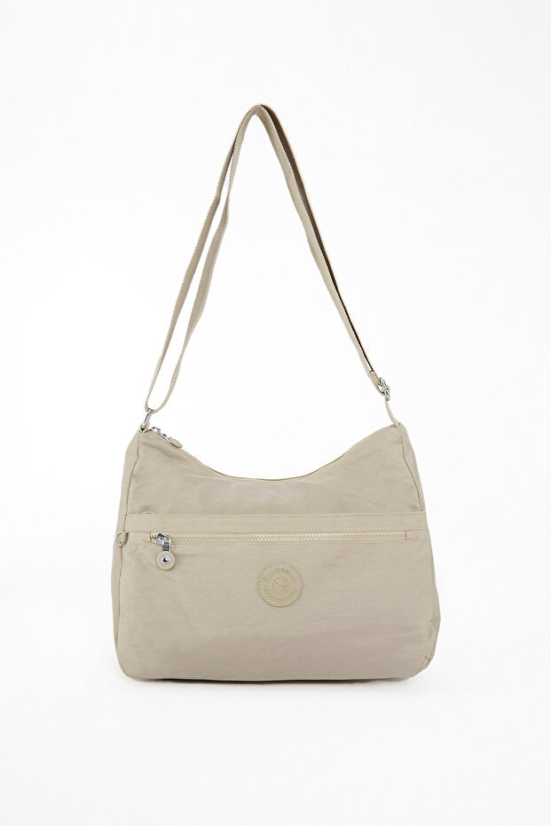 Women's Water Resistant Fabric 5 Compartment Cross Strap Cream Travel and Shoulder Bag