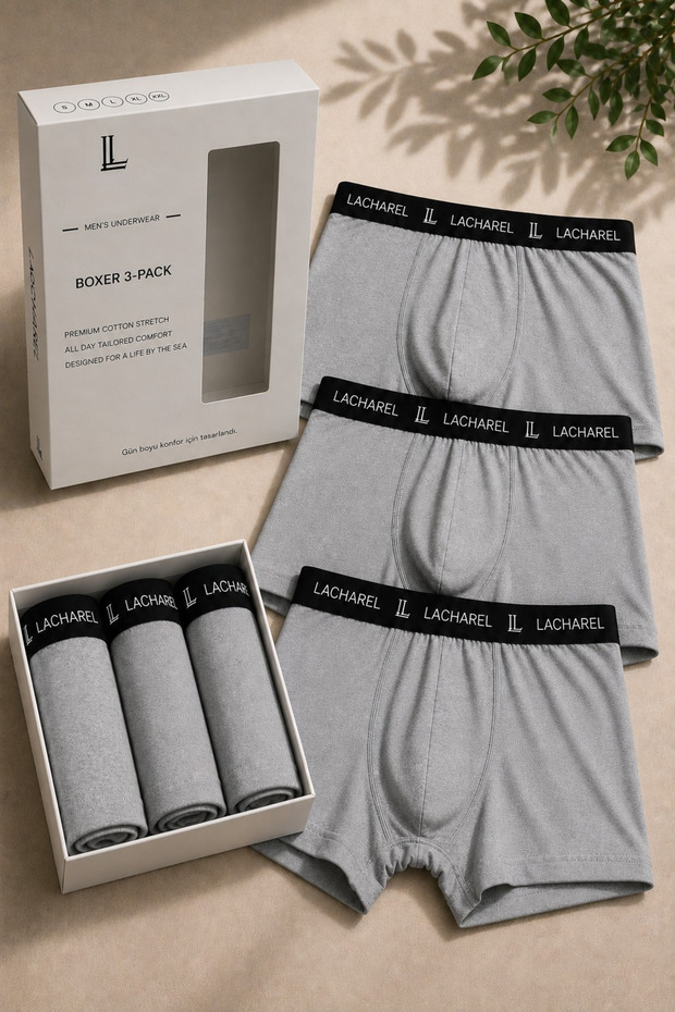Men's Premium Cotton Lycra Boxer 3-Pack – Flexible, Breathable, Comfortable Boxer Set