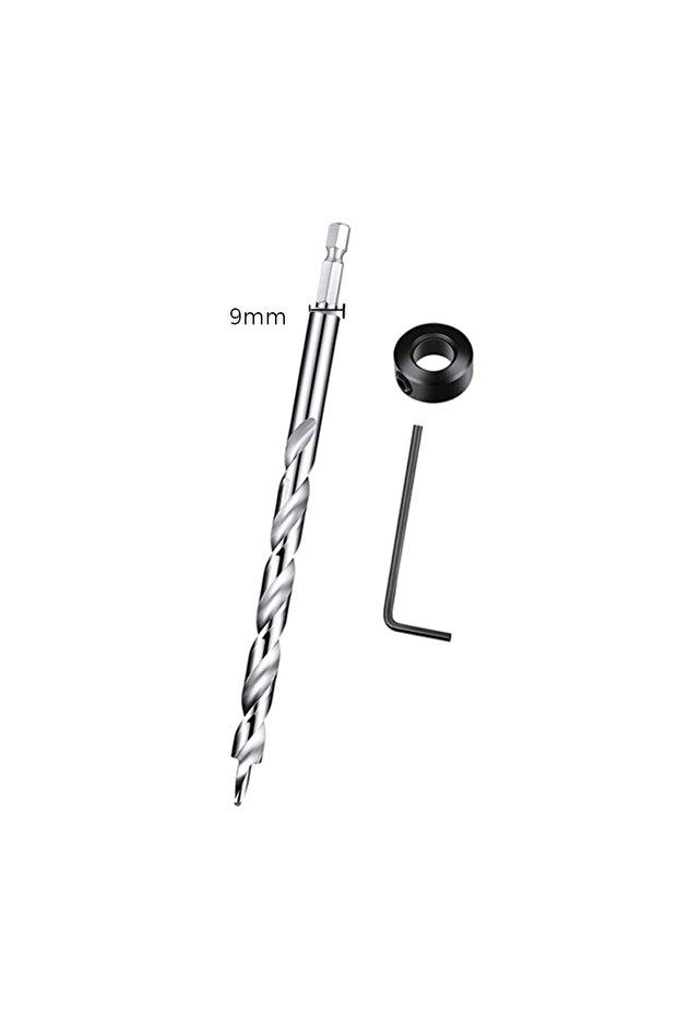 لقمة حفر ملولبة بقاعدة سداسية 9 مم فضية 9/9.5 مم مع محدد موضع للثقب لجهاز Kreg Jig Guide Manual Pock