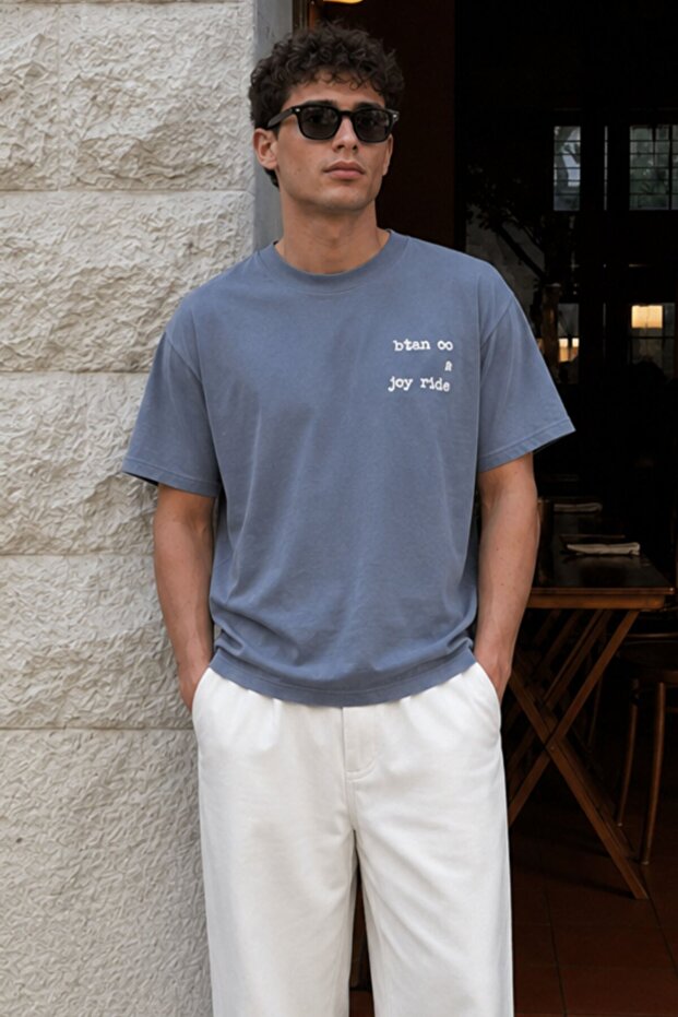 Smoked Printed Basic Men's T-Shirt E7150
