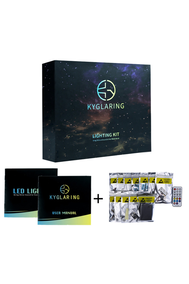 طقم إضاءة LED من Kyglaring مع نظام صوتي للتحكم عن بعد، مناسب لطقم ليغو آلة الزمن من فيلم العودة إلى المستقبل 10300