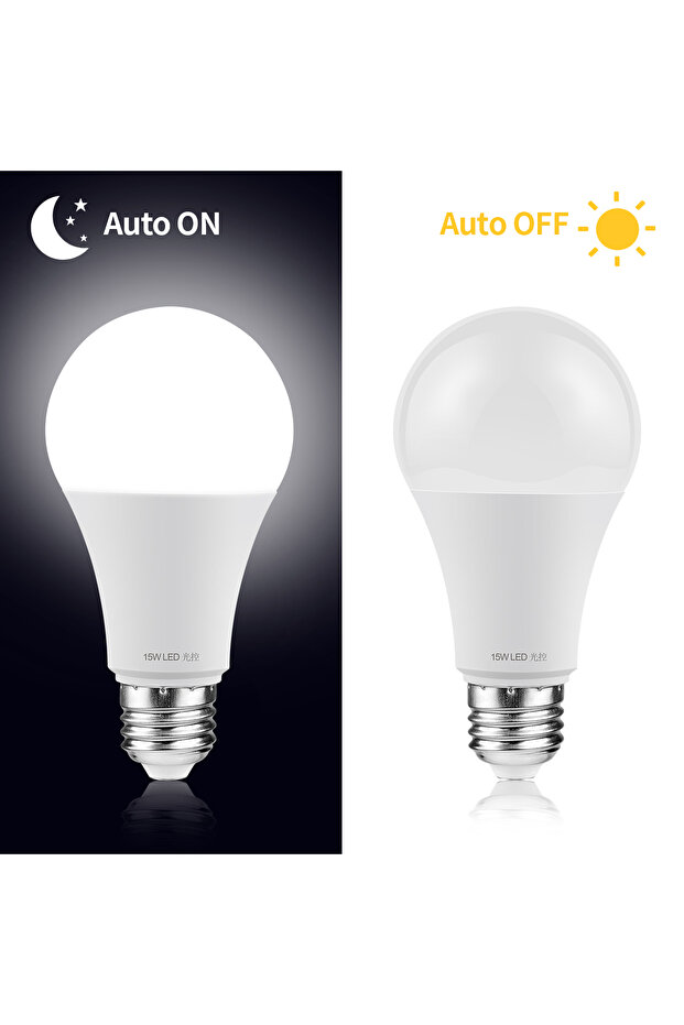 15W White 15W E27 LED Light Control Sensor Bulb 110V 220V Auto Dusk ON Dawn OFF LED Lamp Day Night L
