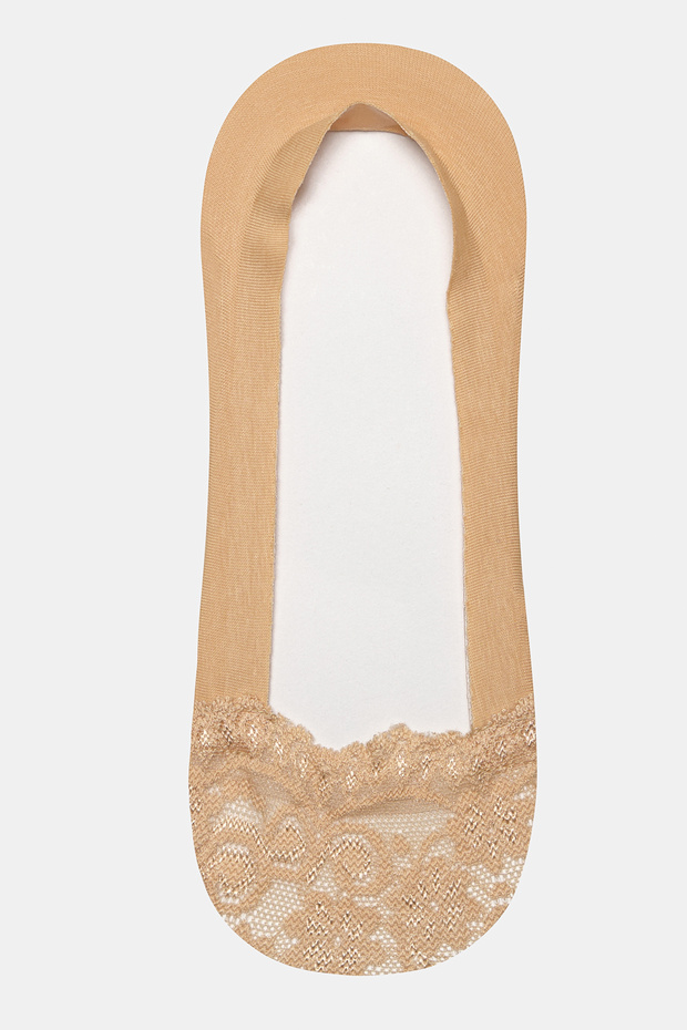 Nude Color Lace Detailed Ballerina Socks