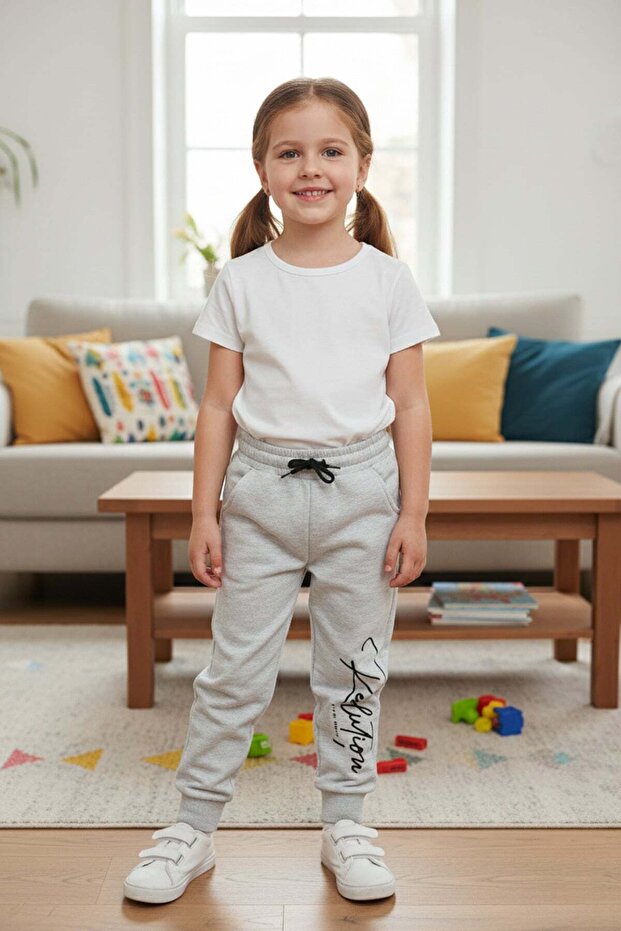 3 Thread Letter Printed Jogger Girls' Sweatpants