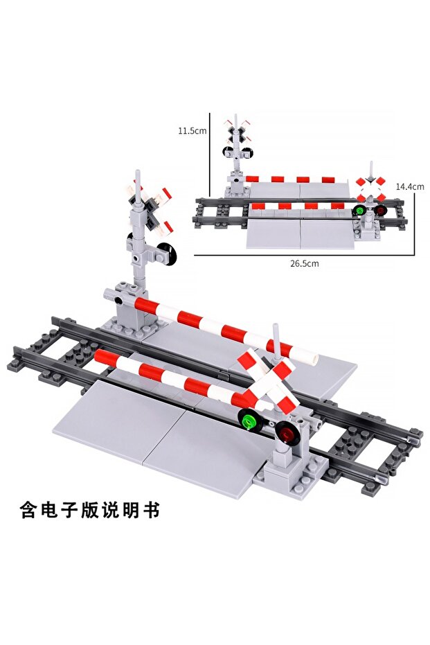 FJJT021-1set MOC Creative Expert Ideas City Train Rail Crossing Rail Express Bricks Building B