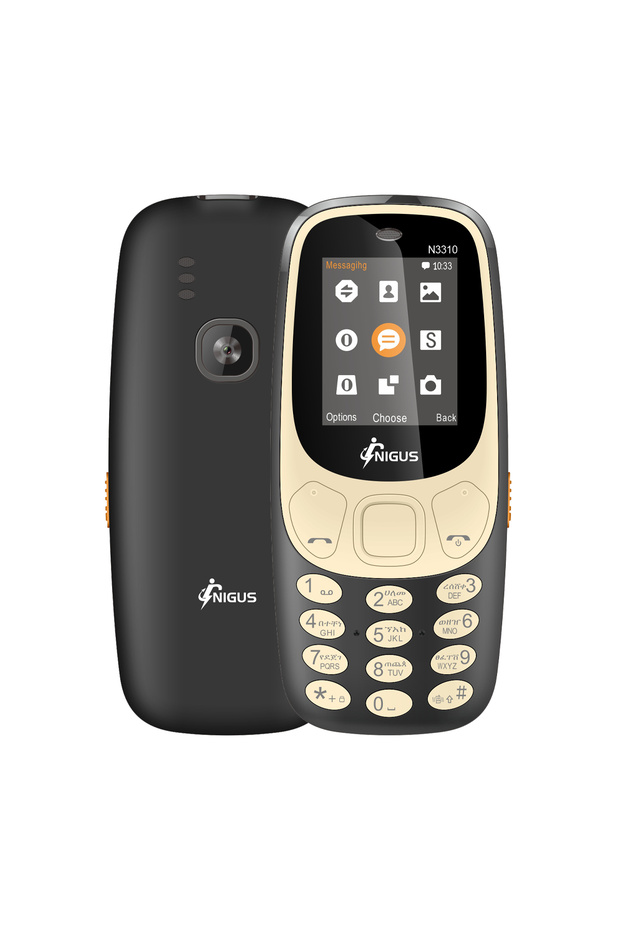 Black and GoLden NIGUS N3310 2G Mobile Phone Big Button 1200mAh Battery Dual SIM Dual Standby 1.77 i