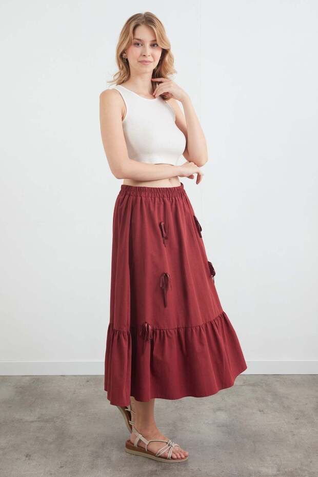Elastic Waist Ribbon Skirt