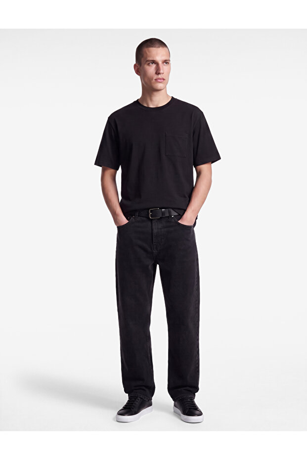 Crew Neck Cotton Short Sleeve Basic Oversize T-Shirt with Pocket Detail
