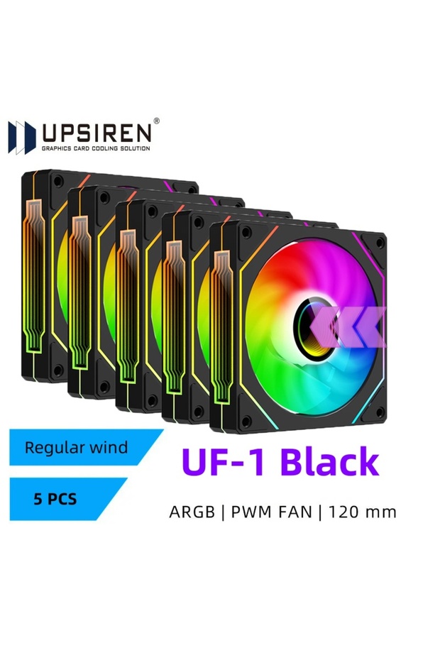 A-RGB Other Black REGULAR 5PCS UPSIREN UF-1 PRISM 4 PRO Computer Chassis Fan 12cm ARGB 4 Pin PWM Qui