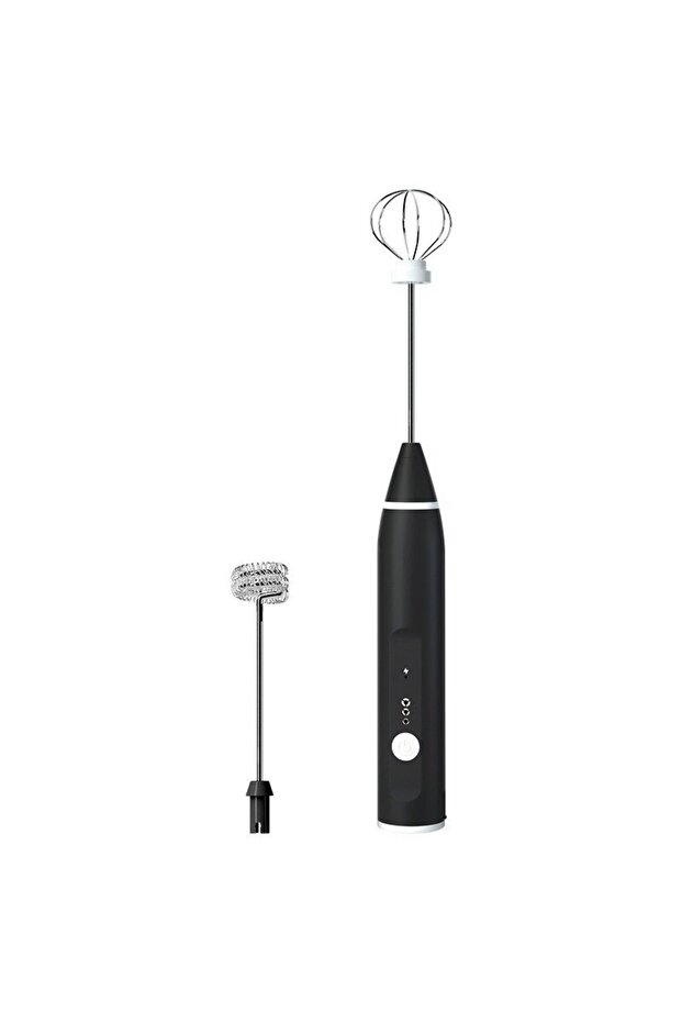 black 1 PCS Electric Milk Frother Portable Egg Beater USB Rechargeable Handheld Coffee Blender Milk