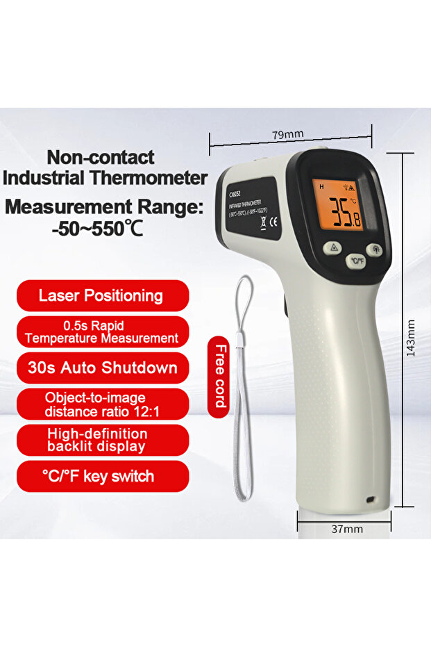 CX6052 CX6052 -50°C-550°C Handheld Digital Thermometer Laser Backlight Display Industrial Thermomete