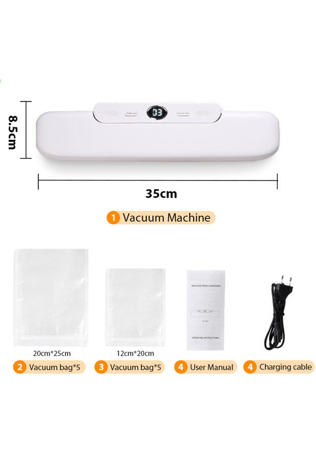saengQ 220V-EU WHITE saengQ Vacuum Sealer Packaging Machine Food Vacuum Sealer With Free 10pcs Vacuu
