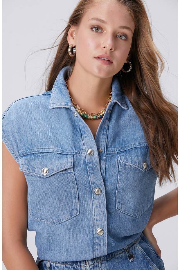 Indigo Tencel Denim Gömlek