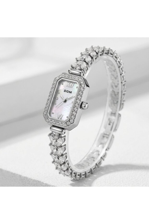Rectangular Women's Watch - Silver Zircon - Quartz