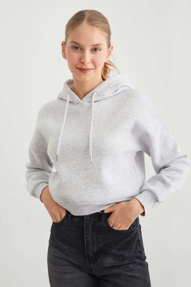 3 Thread Basic Hooded Sweatshirt - 1