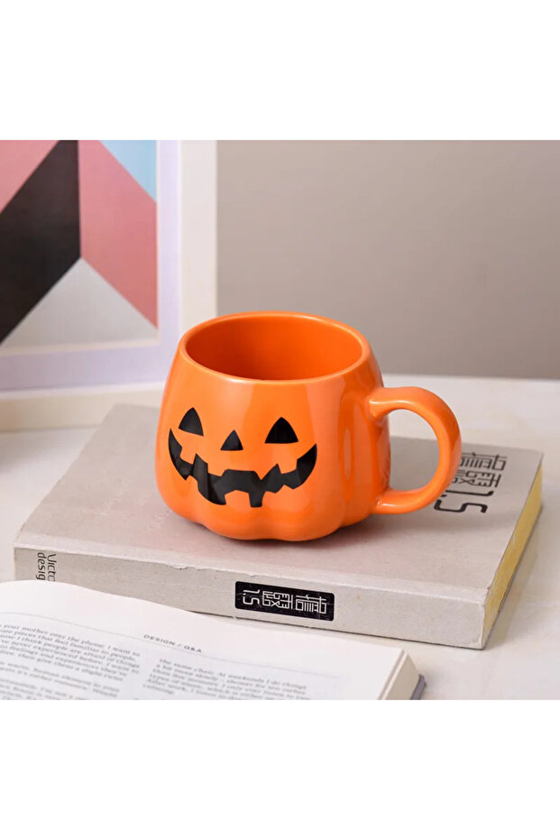 400ml black 1pc 400ml Halloween Pumpkin Mug Decor Halloween Pattern Mug Ceramic Cute Pumpkin Coffee