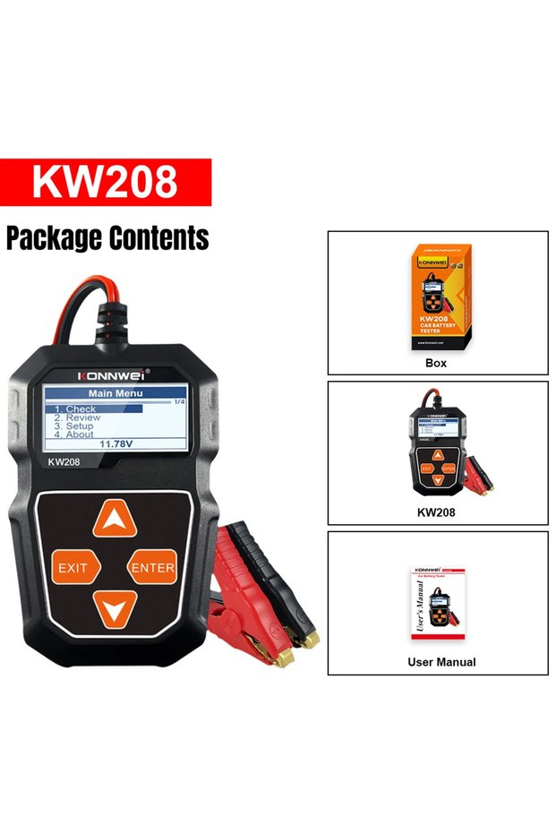 KW208 2026 KONNWEI KW208 12V Car Battery Monitor Professional Car Battery Tester Automotive Analyzer