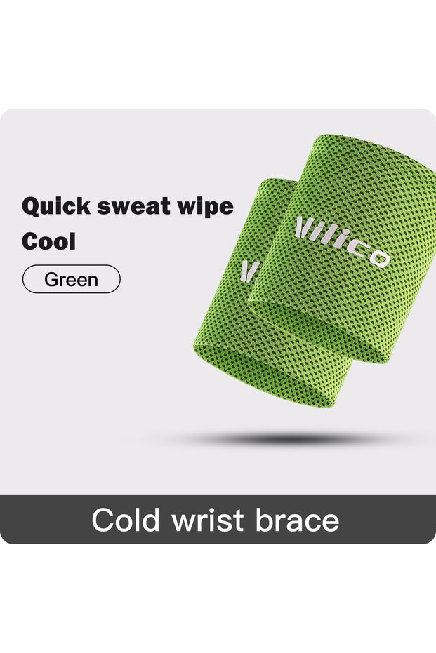 L 2 pieces-AB133-GN 1/2 PC Summer Ice Cooling Wrist Sweatband Sport Wristband Volleyball Gym Wrist B