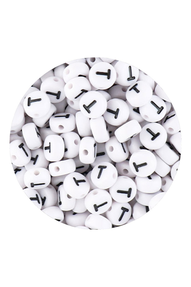 100pcs T 50/100/200pcs/Lot 7x4mm White A-Z Round Alphabet Acrylic Letters Beads Loose Spacer For Jew