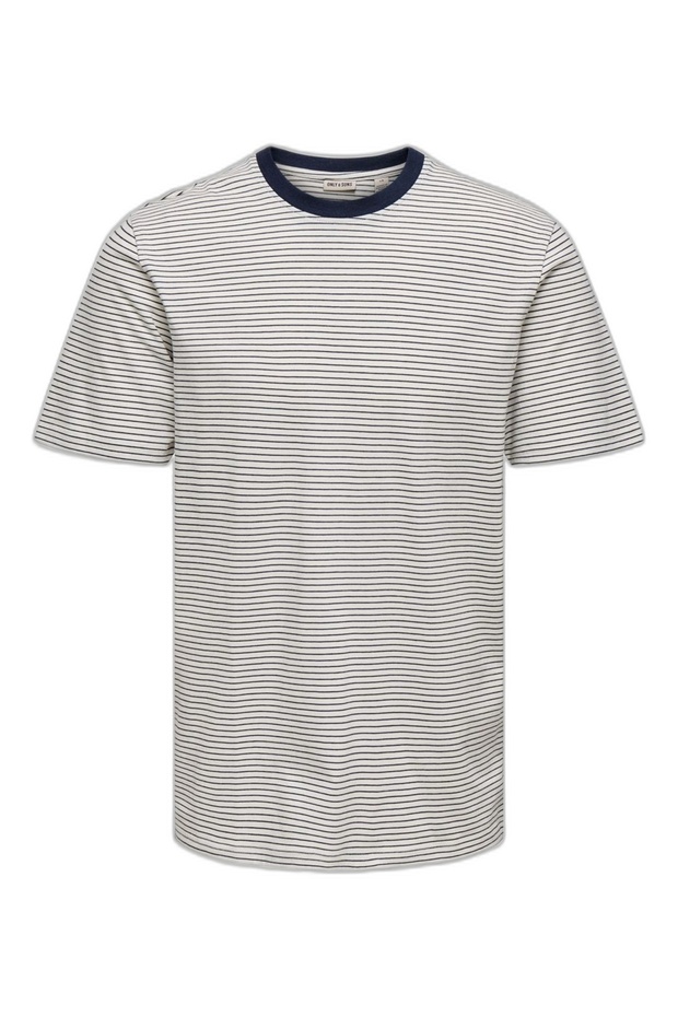Onsfred Life Rlx Ss Stripe Tee Noos Men's White T-Shirt - 22036384