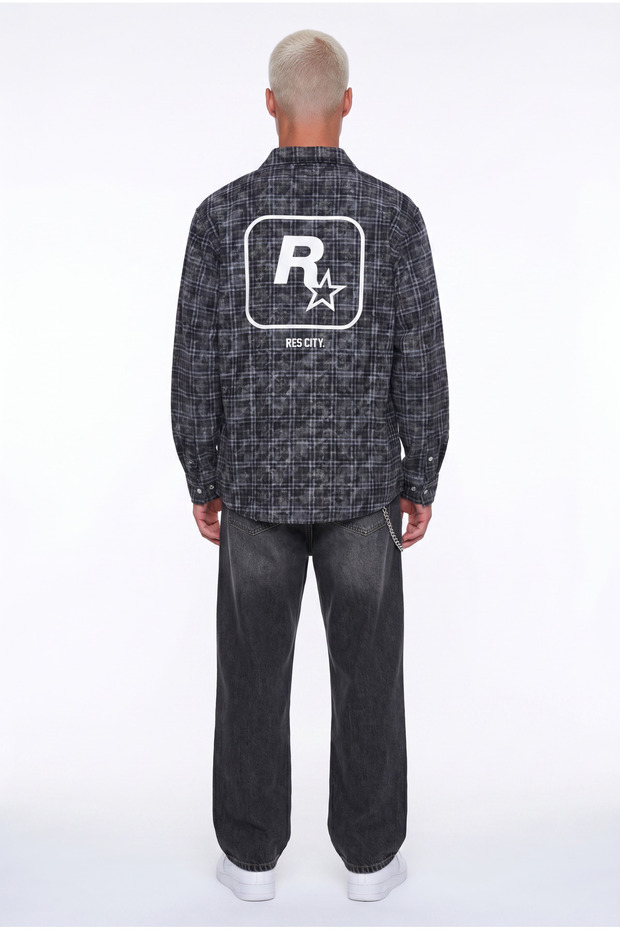 Men's Res City Printed Oversize Shirt Brown