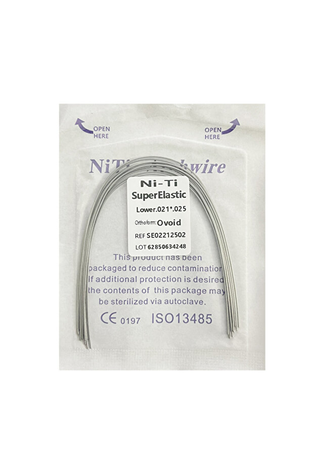 أسلاك تقويم الأسنان السفلية AG Dental، مقاس 21×25، 10 قطع/عبوة، مصنوعة من النيكل والتيتانيوم، دائرية/مستطيلة/بيضاوية الشكل.