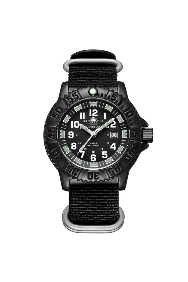 No black nylon A Addiesdive New Men's Quartz Watch Outdoor Sports Luminous Tube Analog Watch 50M Wat