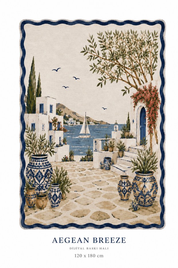 Eta Mediterranean Breeze Pattern Modern Woven Base Decorative Carpet Sdtamor2731