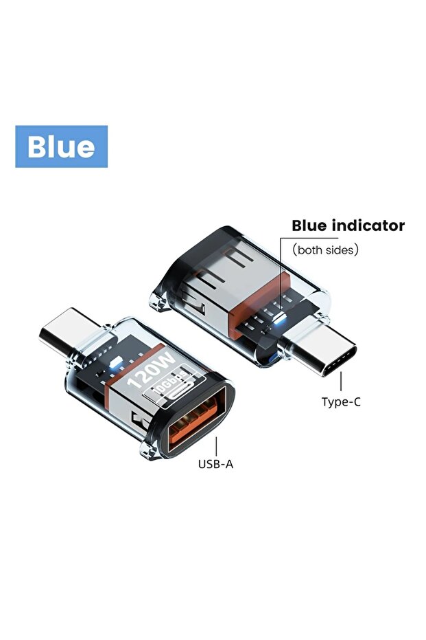 Blue C Male to U USB 3.2 to Type C Adapter OTG Fast Charging 120W 10GB High Speed Data Audio Transfe