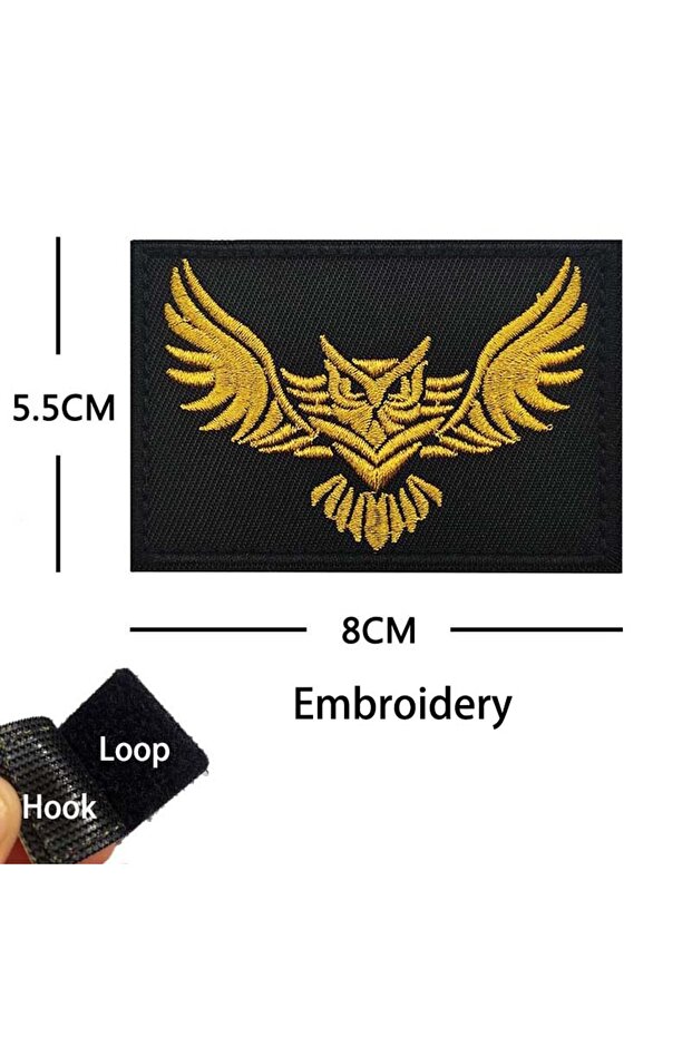 02-Gold Soaring Great Horned Owl Glow in Dark Morale Emblem Reflective Patches,Tactical Backpack Bad