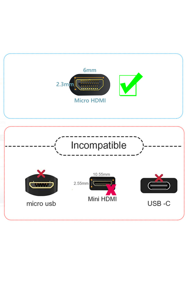 كابل محول من MIcro HDMI إلى HDMI 8K كابل Micro HDMI 4K 120Hz كابل محول Micro HDMI إلى HDMI 2.1 f