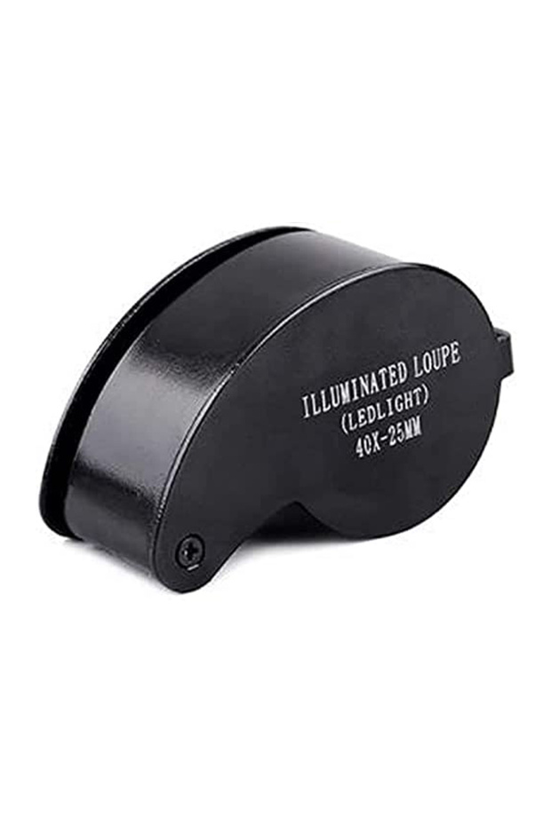 black 40X Magnifying Glass Jewelers Loupe Pocket Folding Magnifier With Light For Watch Coins Stamps