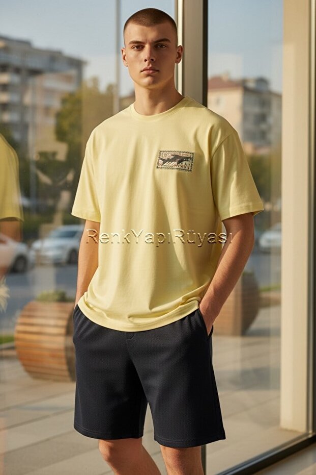 100% Cotton Combed Men's Short T-Shirt Set High Quality Summer Bermuda-T-Shirt Set