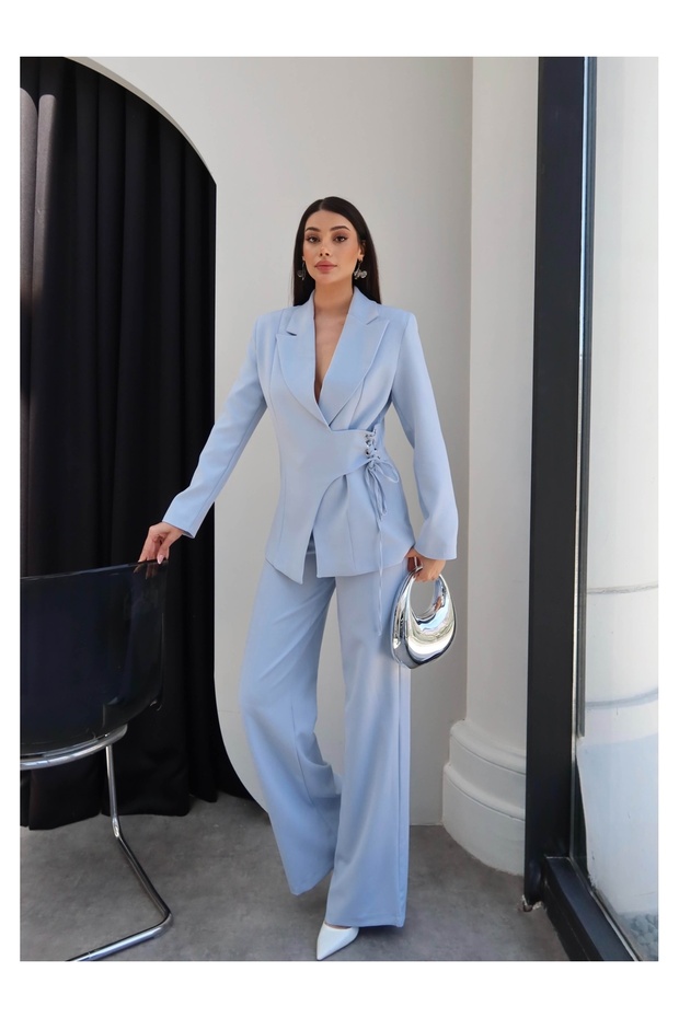 Eyelet Detailed Jacket and Trousers Set