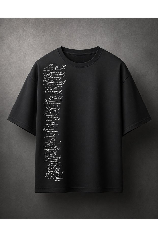 Oversize Black T-Shirt Unisex Cotton Premium Printed Streetwear T-Shirt