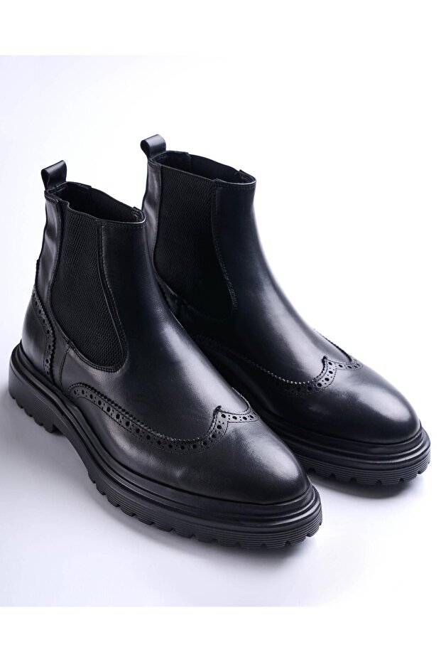 Italian Style Internal and External Natural Leather Men's Shoes Black T12972