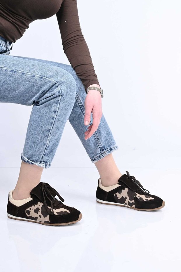 Lace-Up Thermo Sole Genuine Leather Sneaker 341-0449 Women's Shoes