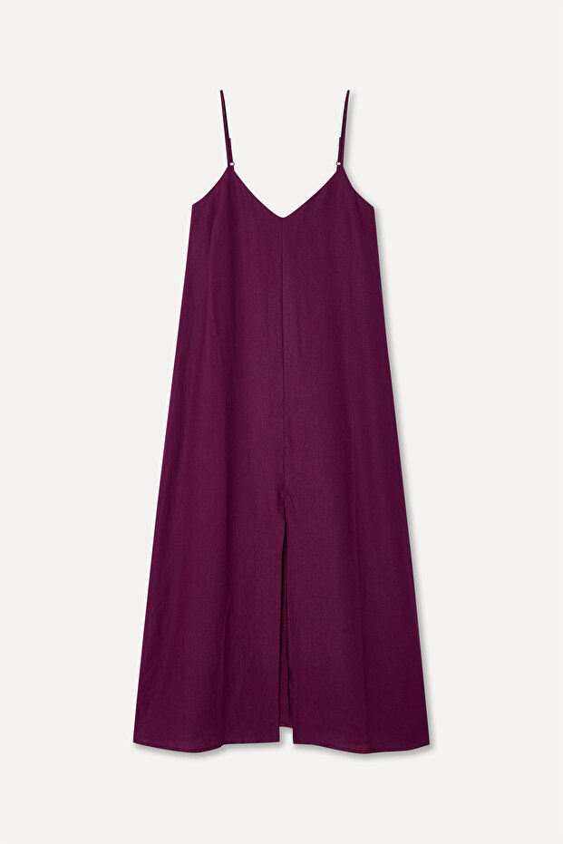 Women's Mürdüm a Form Sleeveless Linen Long Dress