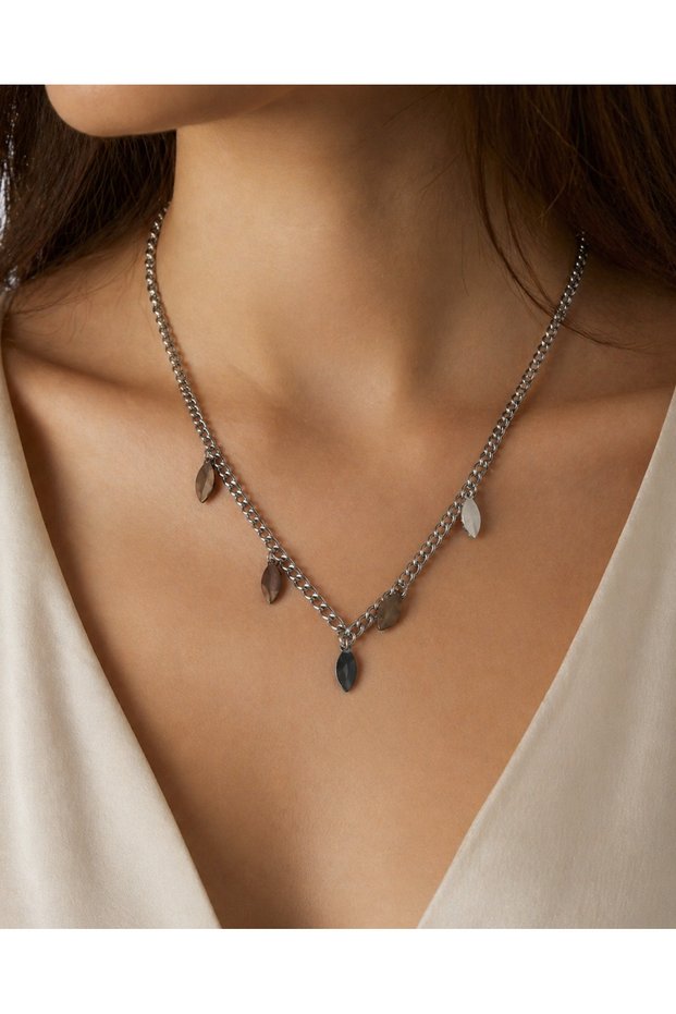 Leaf Figured Women's Necklace 316L Stainless Steel with Chain Modern Gift Jewelry
