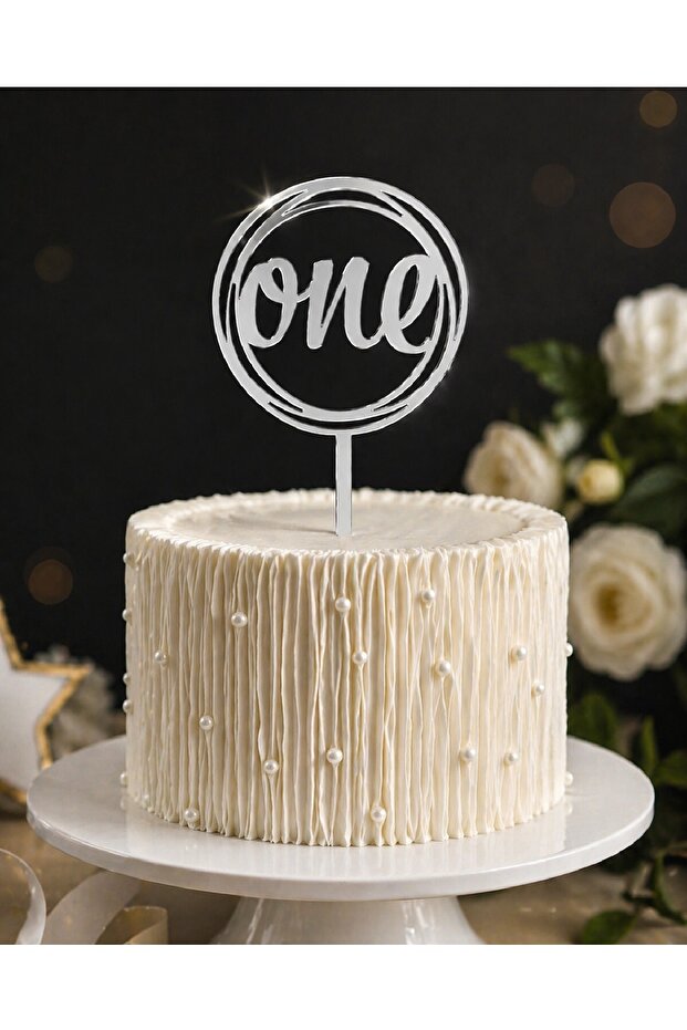 One Cake Decoration 1 Year Birthday Plexiglass Gold Silver Cake Top Lettering Decoration