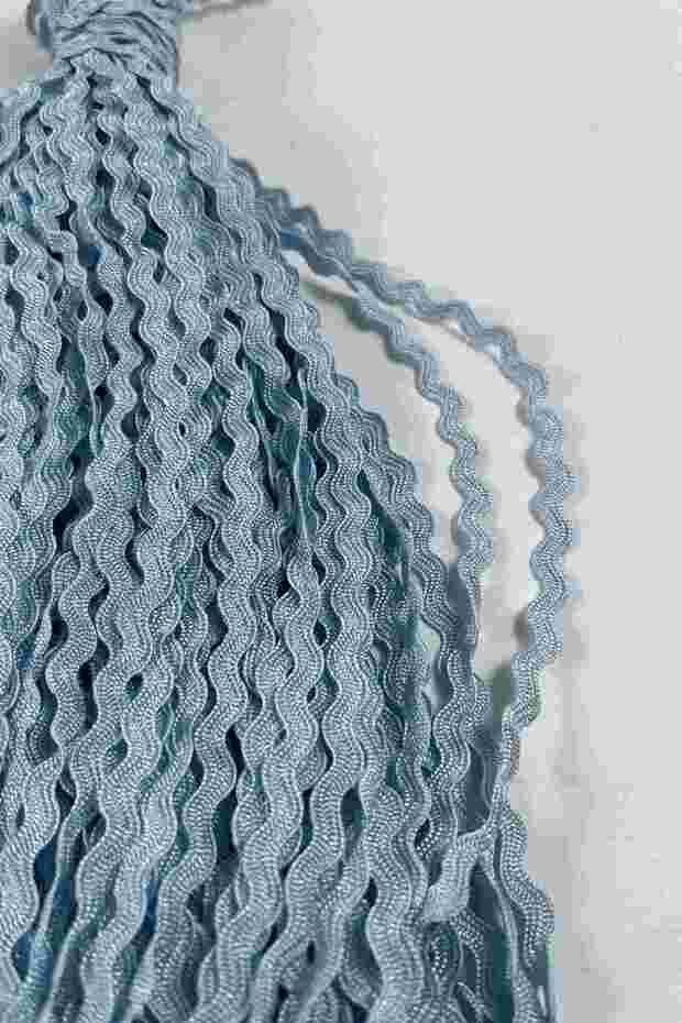 Light Baby Blue Wavelace Wavy Decorative Ribbon Edge Trim – 1 cm Thin Zigzag Ribbon 10 Meters