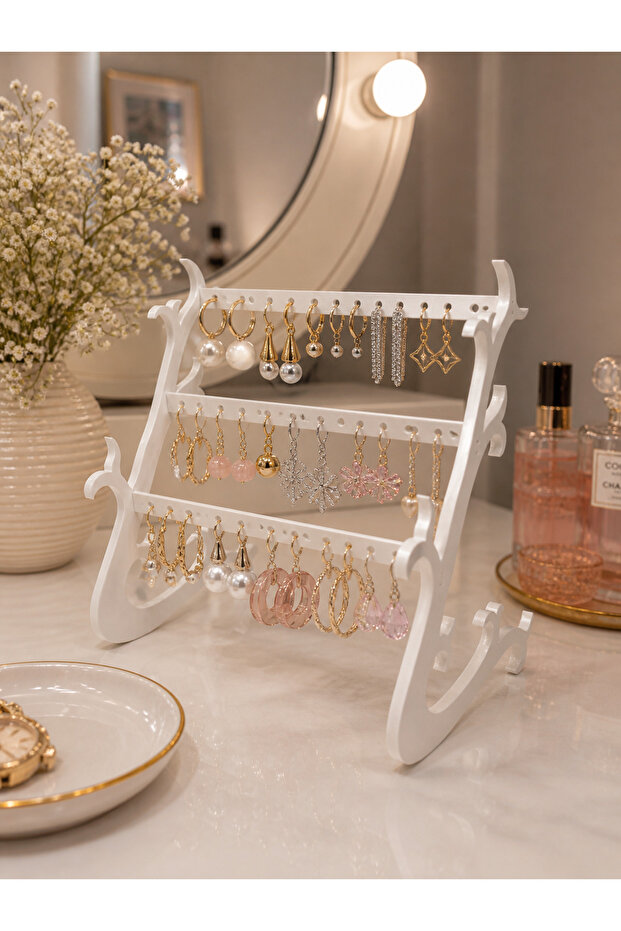 Jewelry Stand Earring Stand, Stylish Design Jewelry Stand 3 Compartments Earring Stand