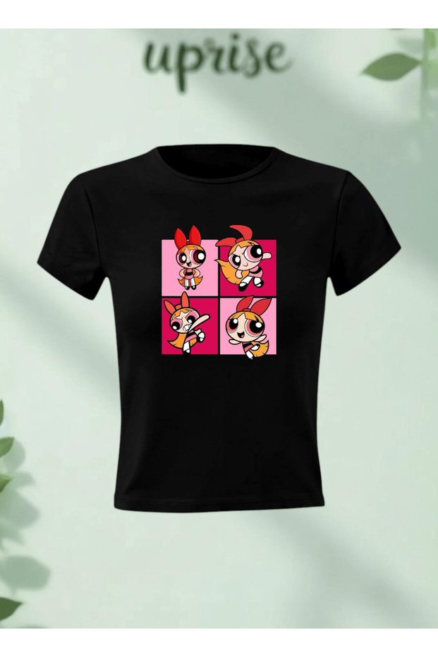 Blossom Powerpuff Girls Printed Cotton Lycra Body Tee Crop T-Shirt
